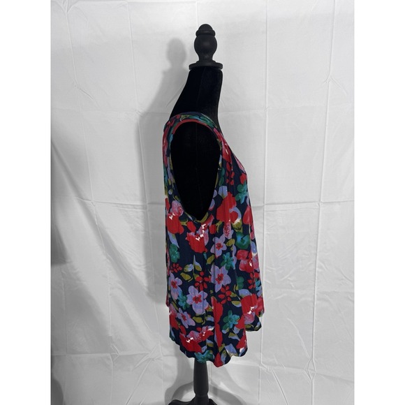 Colette Women's 3X Floral Tank Top Sleeveless V-Neck Rayon Spandex Stretch Shirt - Picture 3 of 10